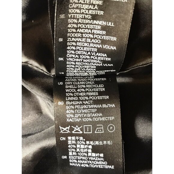 H&M Women's Size Medium Coat Toggle Closure Wool Blend Black Preowned - Picture 5 of 12